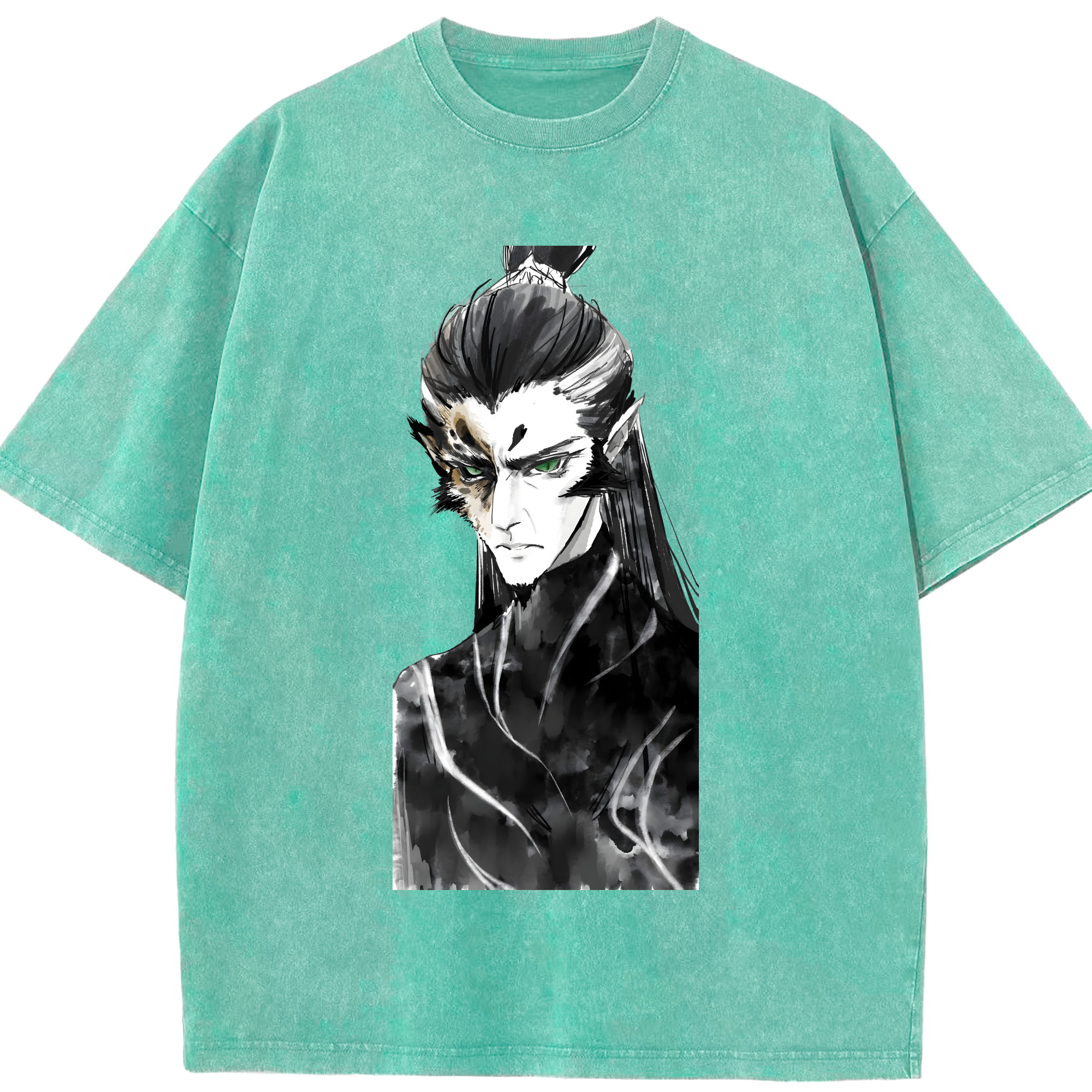 （画像用） Ne Zha 2 ナタ 魔童の大暴れ 綿100% ヴィンテージ風 半袖Tシャツ（フロントプリント）
